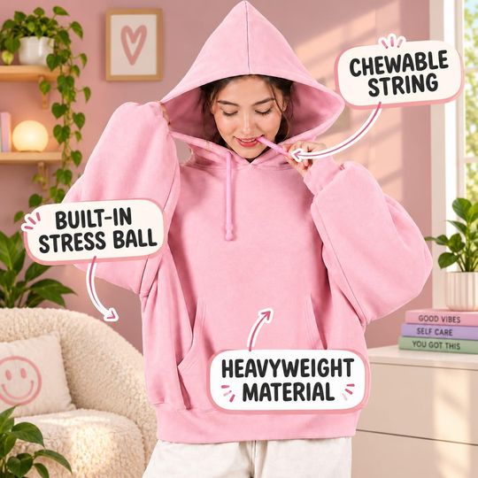Cloud Eleven Sensory Hoodie | Chewable Silicone Drawstrings & Stress ...