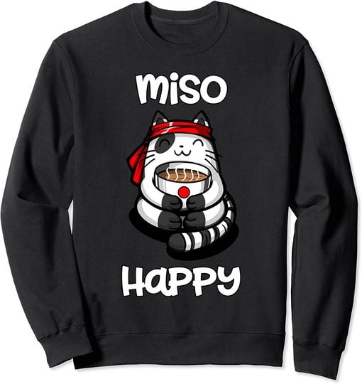 Sweatshirt com gato e sushi