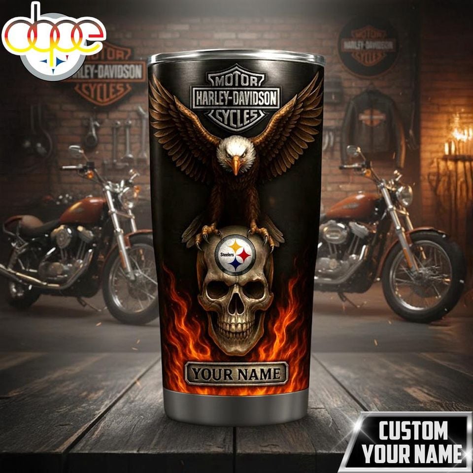 Custom Production Signs Custom Name Pittsburgh Steeler football Haarleyy Davidson Tumbler sold ...