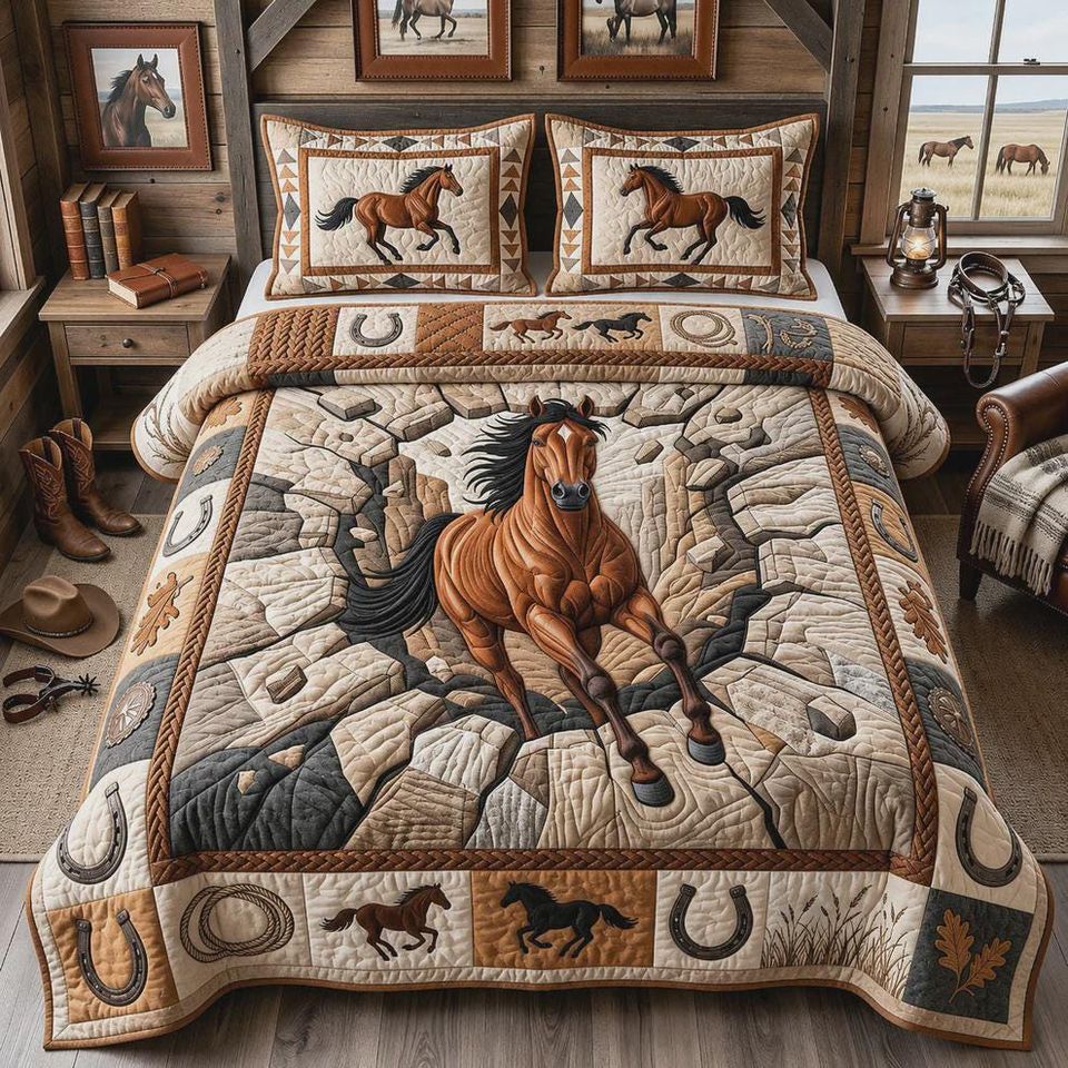 Outdoor Ranch Decor Ideas Western Horse Bedspread, Rustic Ranch Bedroom Decor, Cowboy Farmhouse ...