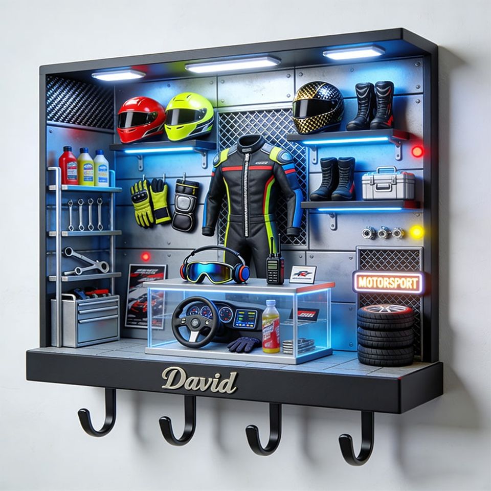 Personalized Miniature Racing Equipment Themed 3D Wall Key Holder Hooks ...