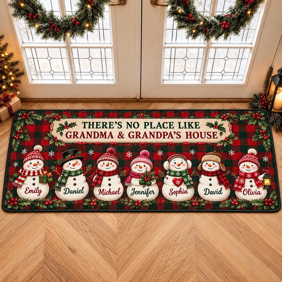Personalized Grandparents Christmas Floor Mat, Custom Snowman Names ...
