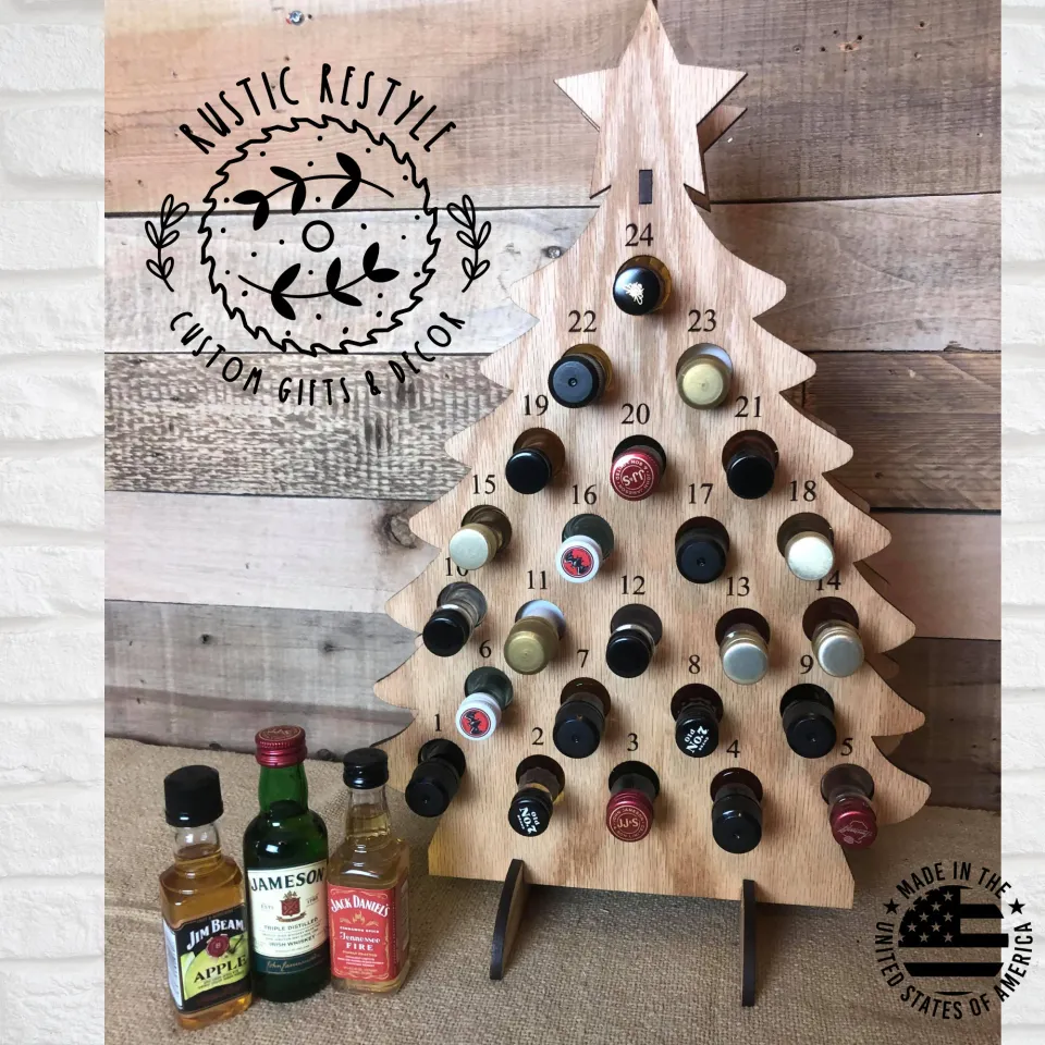 Mini liquor bottle Christmas Tree, Alcohol Advent calendar, adult ...