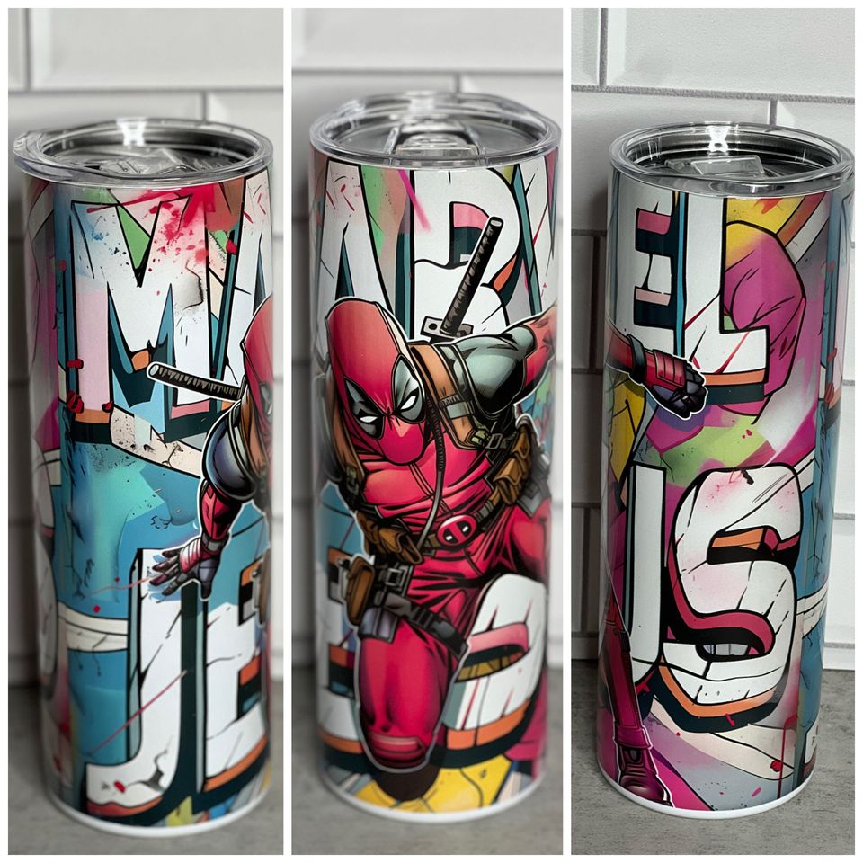 Pool Stainless Steel Tumbler Deadpol wolverin cartoon sublimation anime ...
