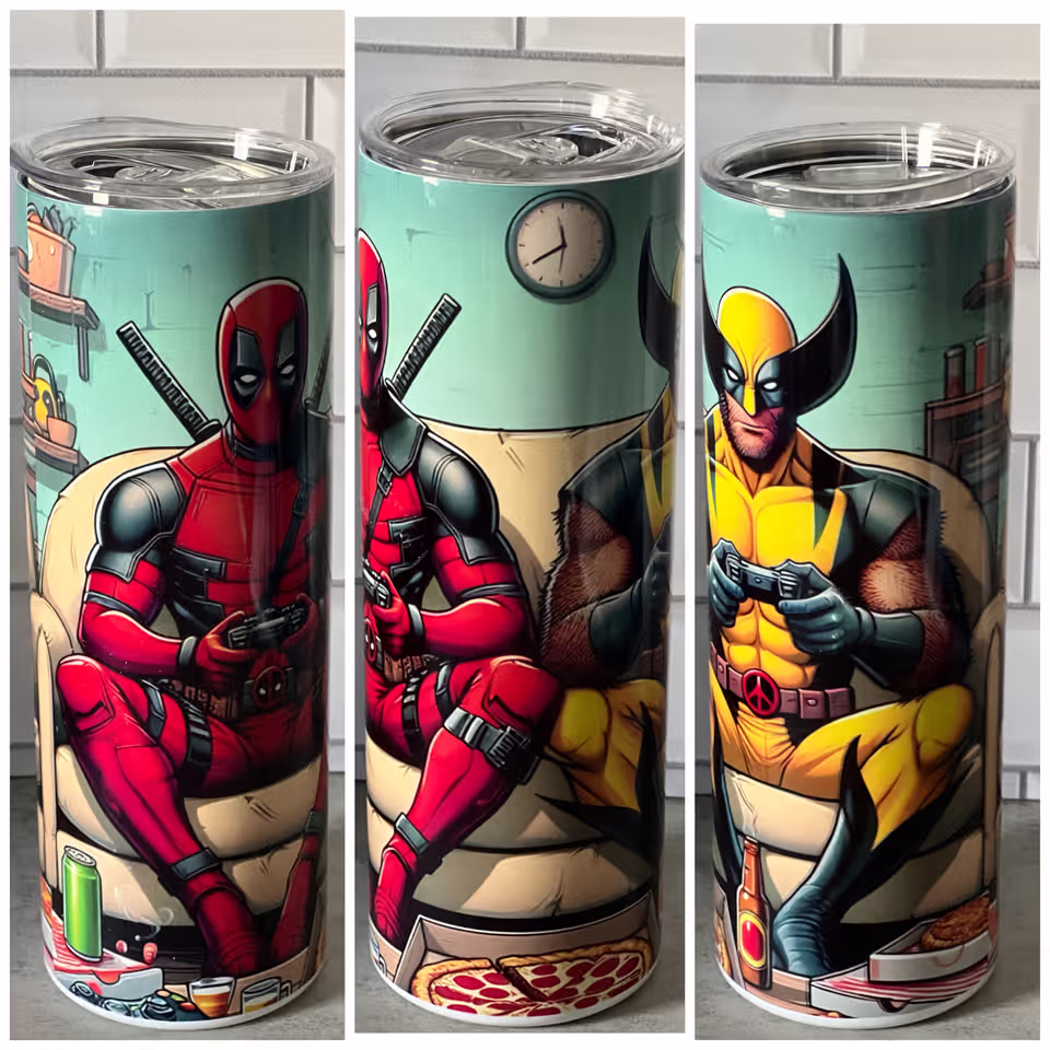 Pool Stainless Steel Tumbler Deadpol wolverin cartoon sublimation anime ...