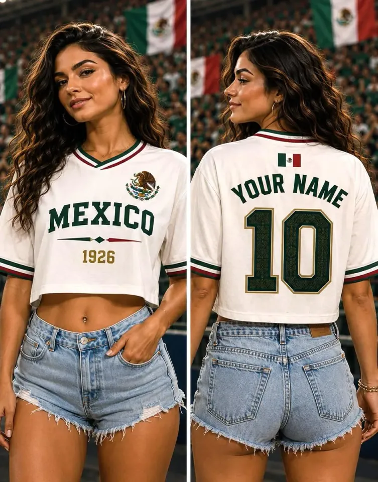 Custom Mexico Soccer Crop Top Jersey, Women's Football Streetwear Women ...