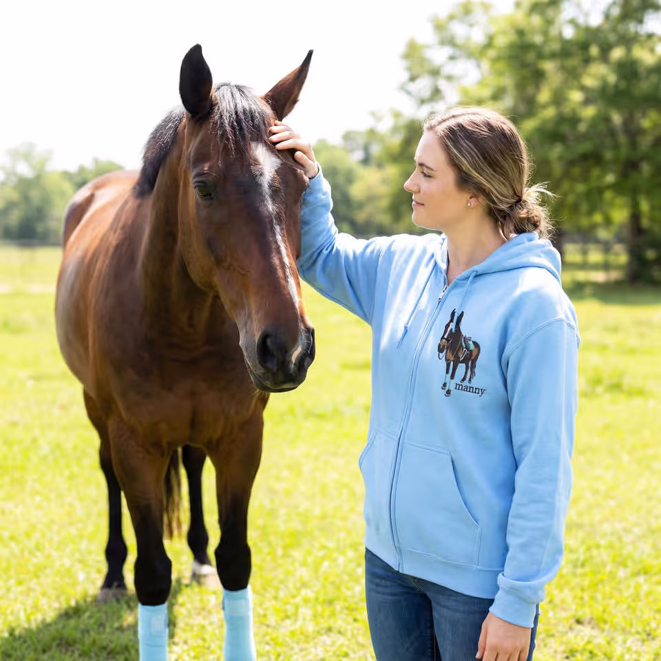 Custom Embroidered Equestrian Portrait Full Zip-Up Hoodie | Horse ...