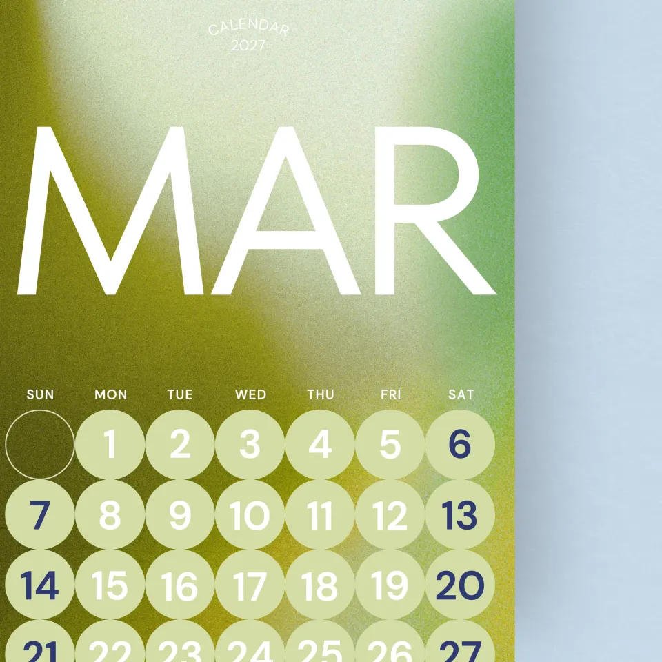 2027 Colorful Gradient Wall Calendar 11x16.5 | Modern Chrome Style ...