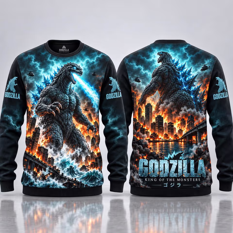 God zilla 3D Shirt, King of the Monsters T-Shirt, Kaiju Monster All ...