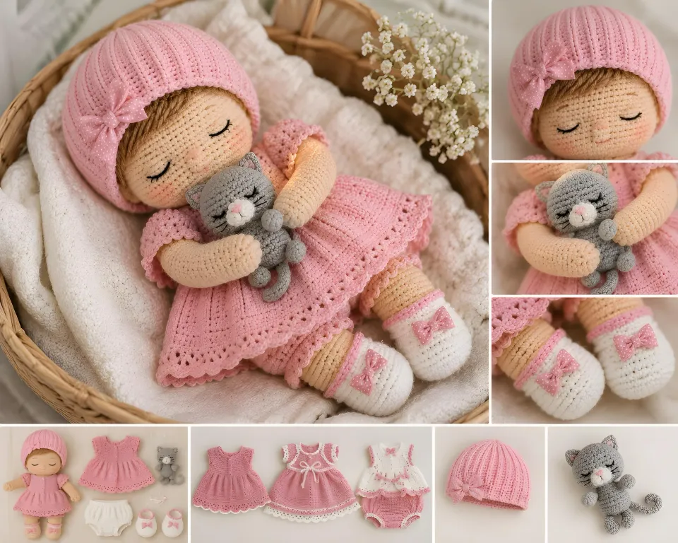 Sleeping Baby Girl Doll Crochet Pattern PDF | Amigurumi Baby Doll with ...