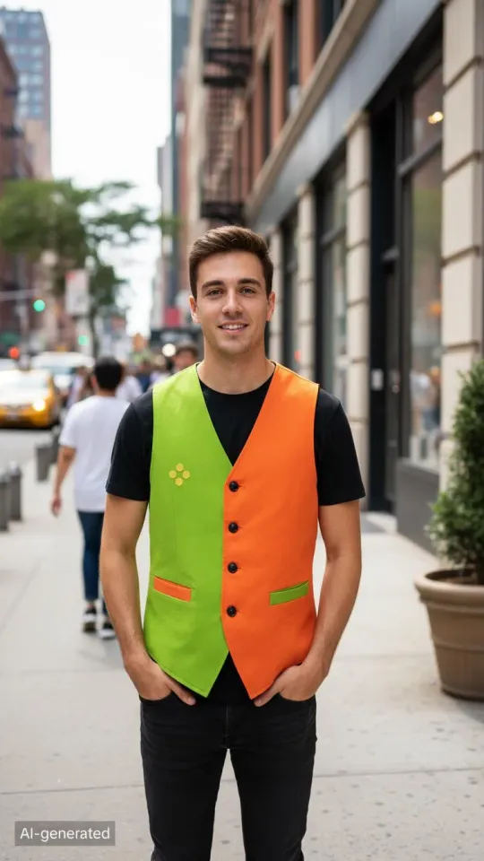 Flowery Inspired Cosplay Vest, Green and Orange Character Waistcoat ...
