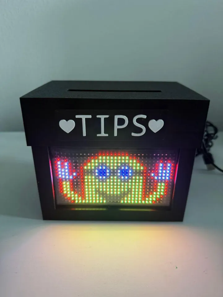 Programmable LED Tip Jar Box – Custom Message Digital Jar, Bluetooth ...