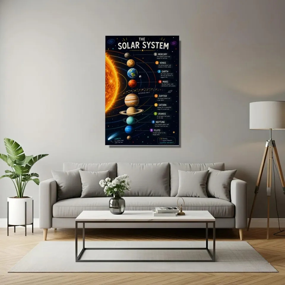Solar System Educational Poster, Montessori Astronomy Planets Chart ...