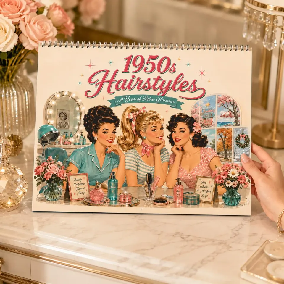 2027 1950's Hairstyle Wall Calendar, Retro Salon Pinup Monthly Planner ...