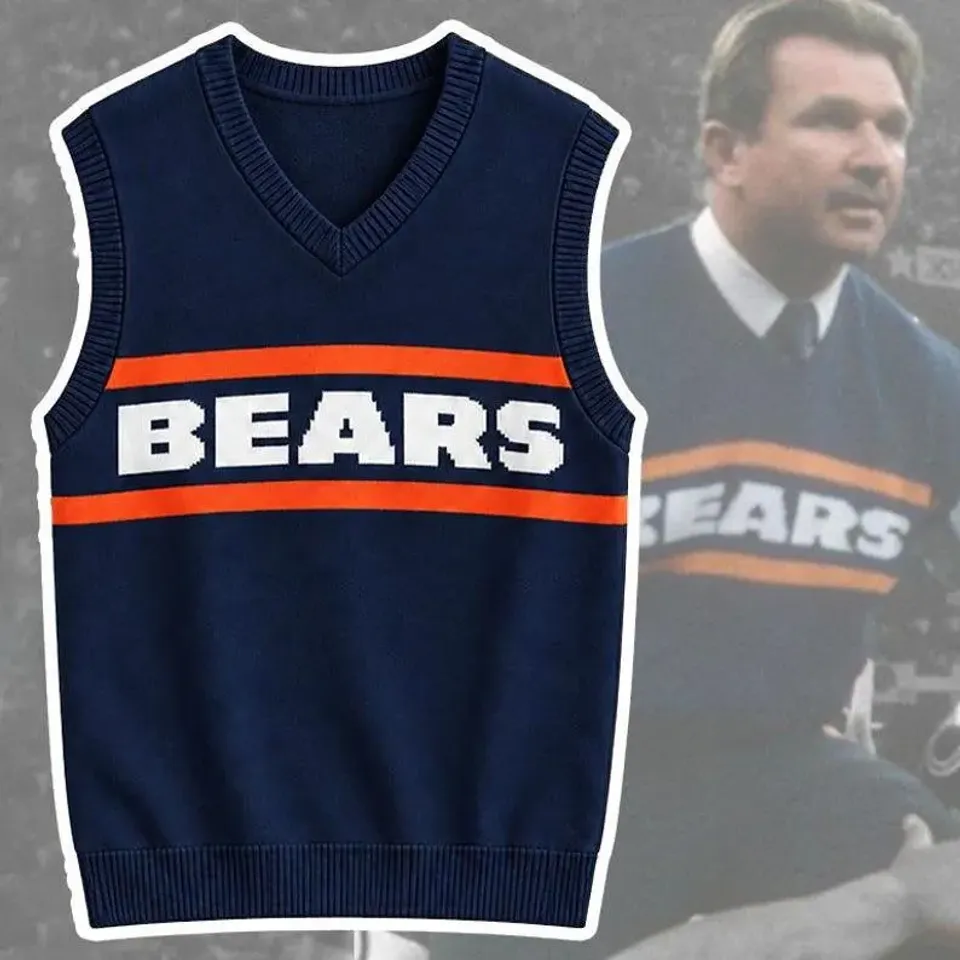 Mike Ditka Chicago Bears Sweater Vest, Wool Ugly Sweater Football Gift ...